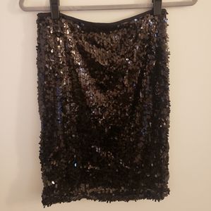 Black sequin pencil skirt